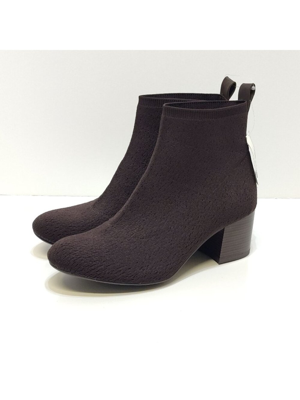 Time and Tru Knit Ankle Boot Women 11 Stretch Sock Block Heel Memory Foam Bootie